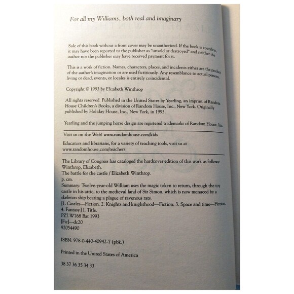 The Battle for the Castle by Elizabeth Winthrop - Picture 4 of 4